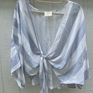 Striped Tie-Front Kimono Top
